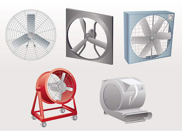 Figure 2: Various air circulating fans that are not ceiling fans.