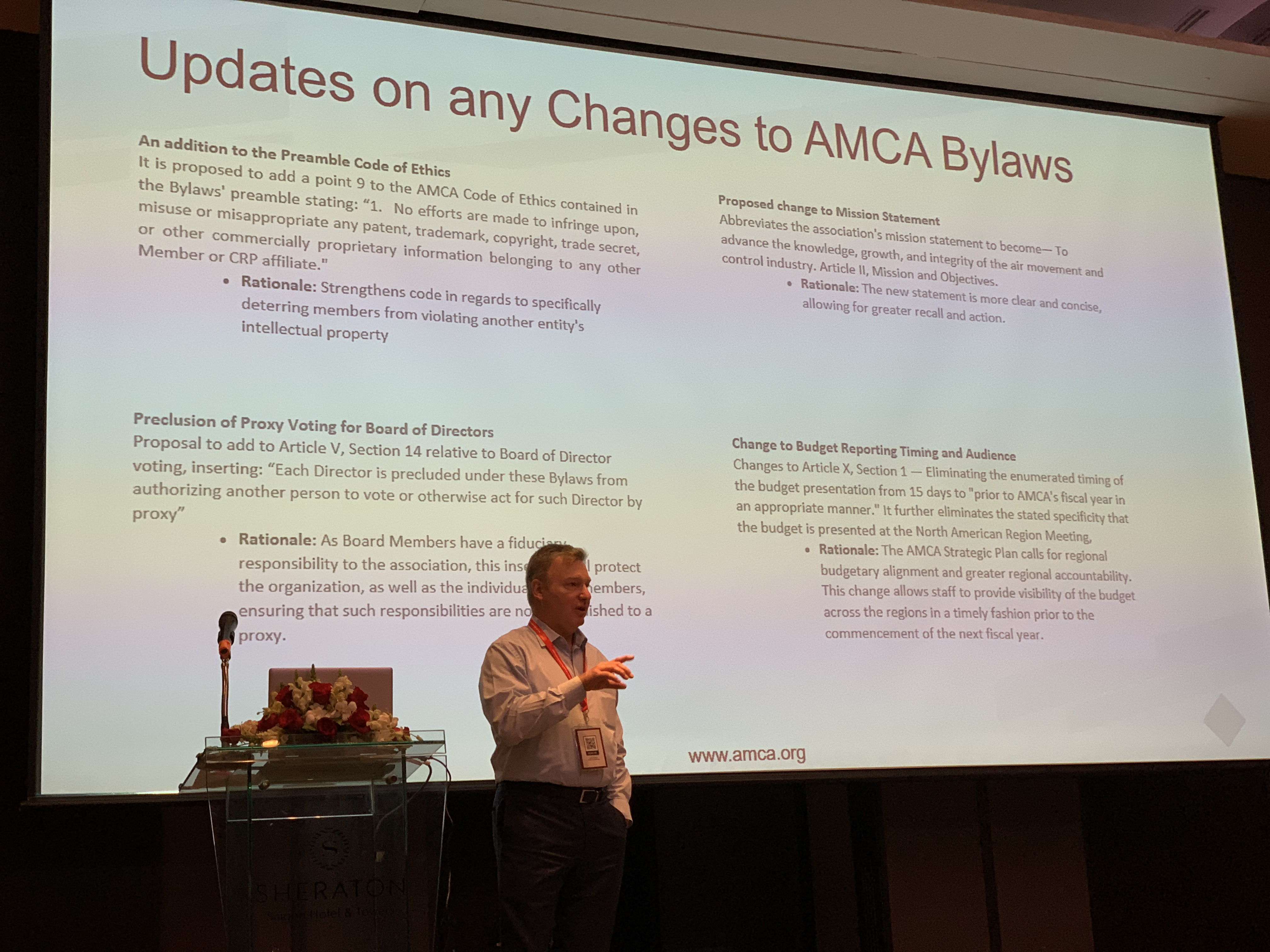 AMCA Executive Director Kevin Faltin discusses proposed changes to AMCA’s bylaws during the 2022 Asia Region Meeting in Ho Chi Minh City, Vietnam, Sept. 14.